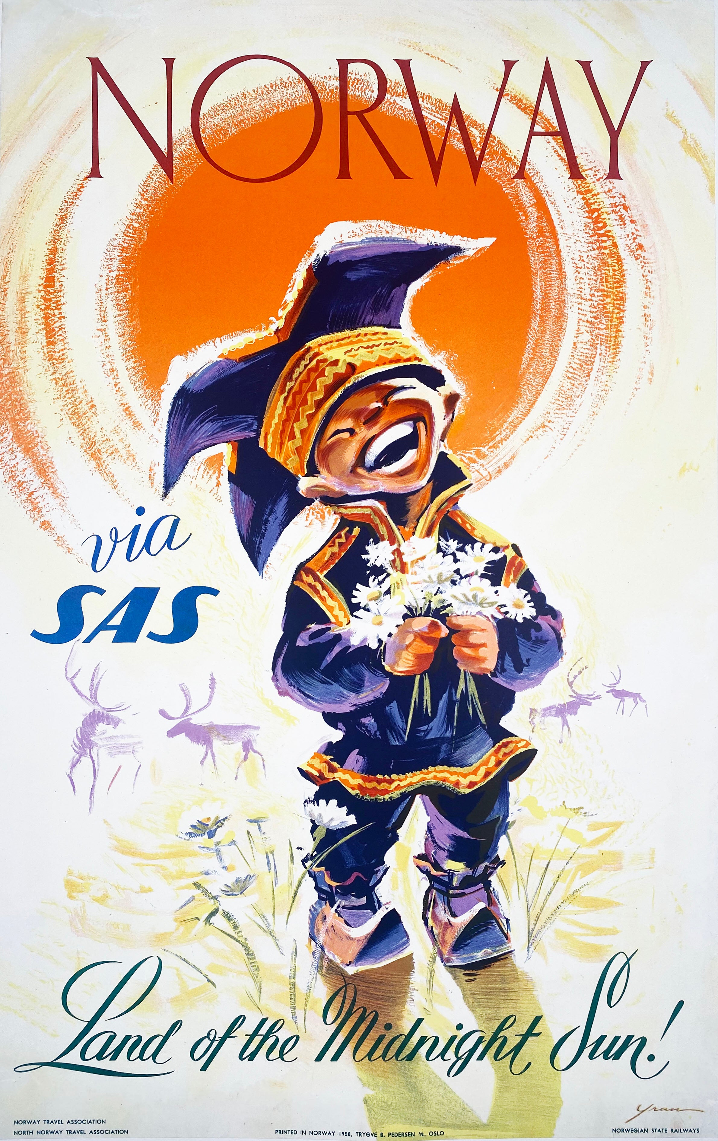 Norway SAS - Vintage Travel Poster 1958 – Affiche Studio & Gallery