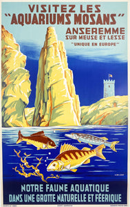 Aquariums Mosans - Vintage Belgian poster 1948, by A De Loof