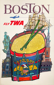 Boston TWA - Vintage Travel Poster 1960