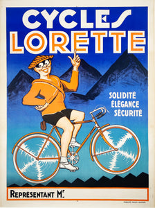 Cycles Lorette - Vintage French bicycle poster - 1920