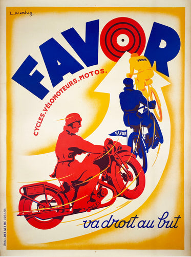 Favor Cycles Velomoteurs Motos - Vintage French poster by Mathey 1938
