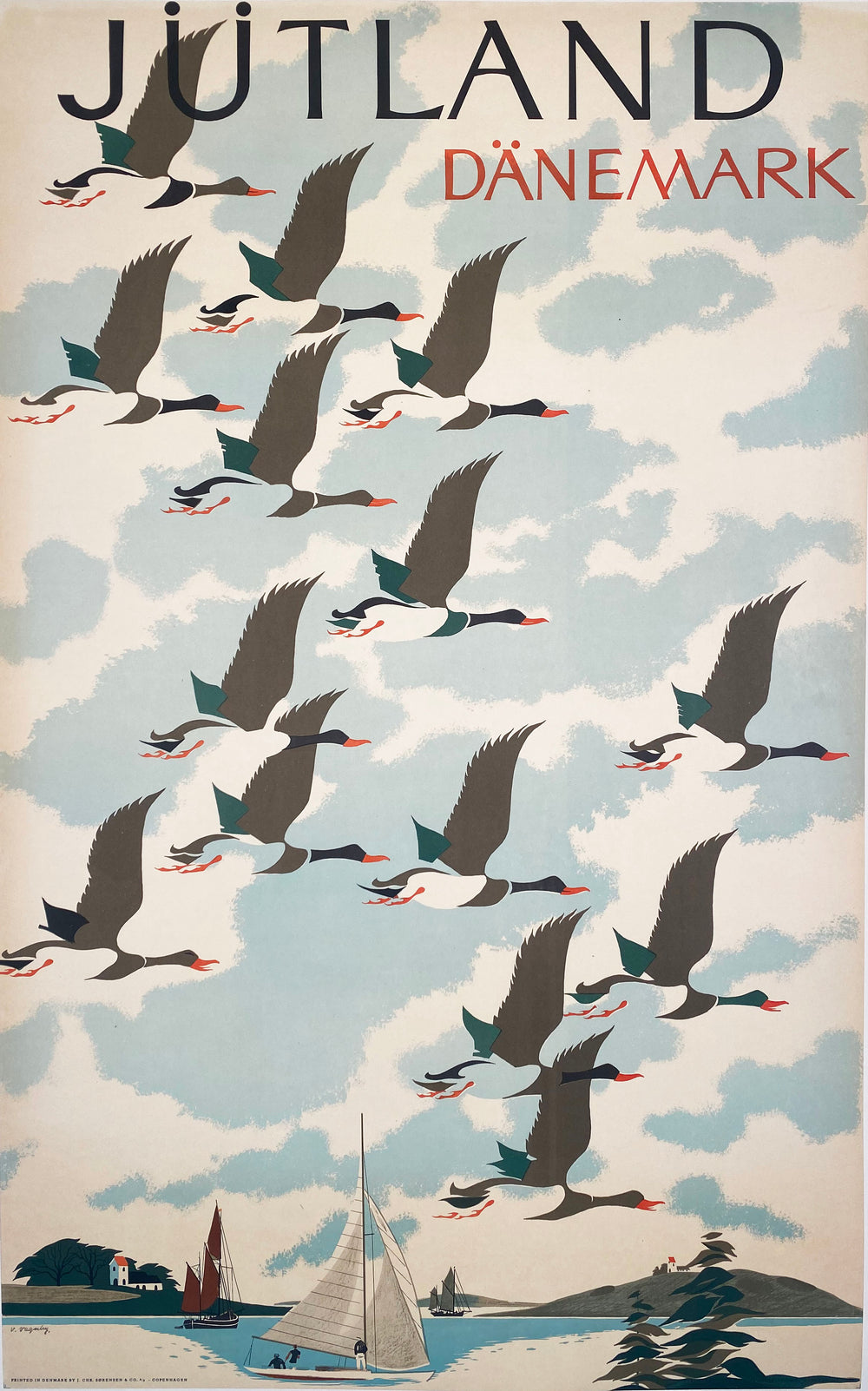 Jutland Danemark (Denmark) - Vintage Travel Poster 1960's