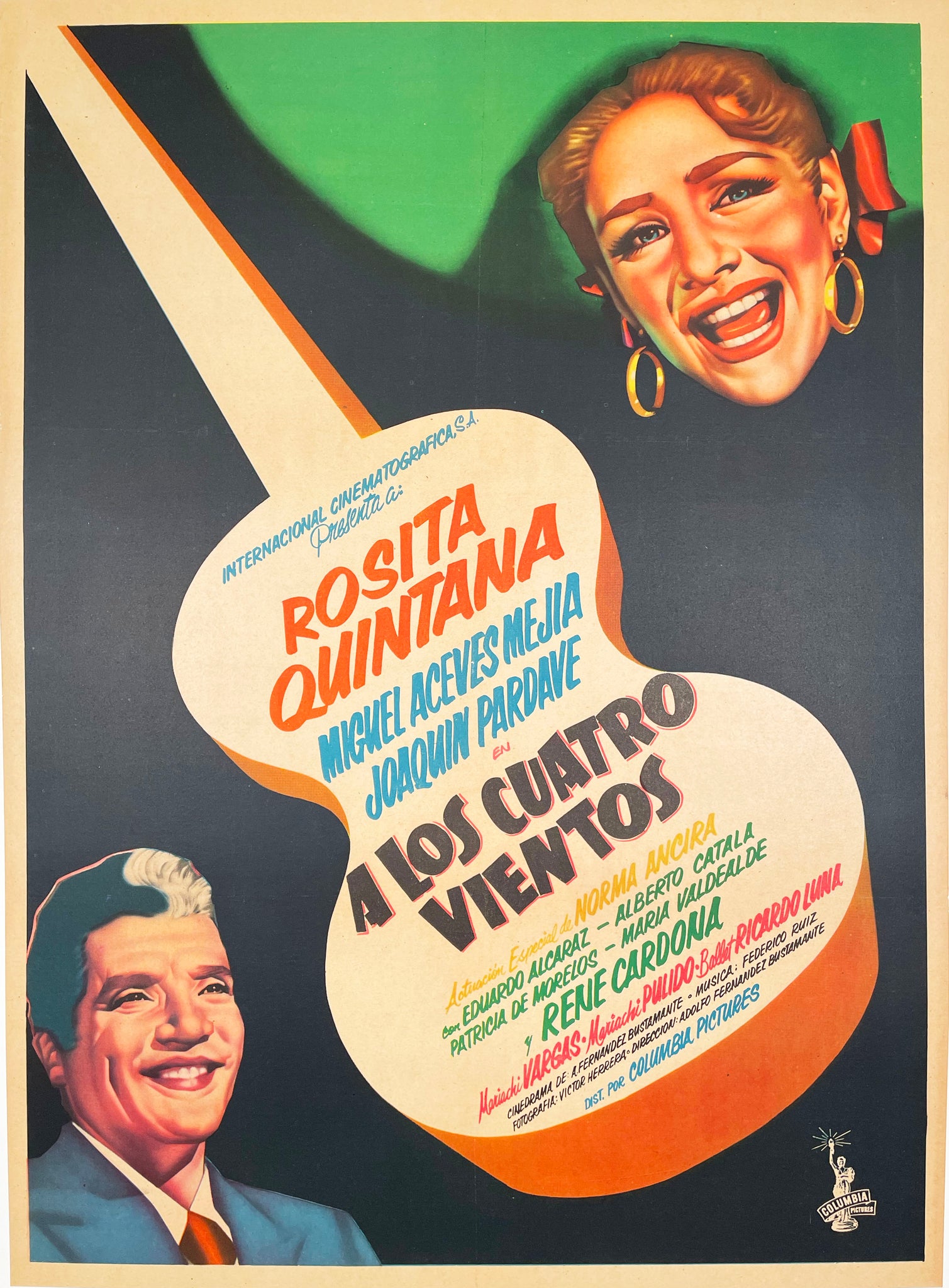 A Los Cuatro Vientos - Vintage Mexican Film Poster - 1954