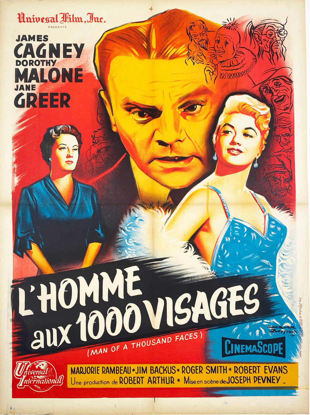 Man of a Thousand Faces (L'Homme aux 1000 visages) - Vintage French Film poster