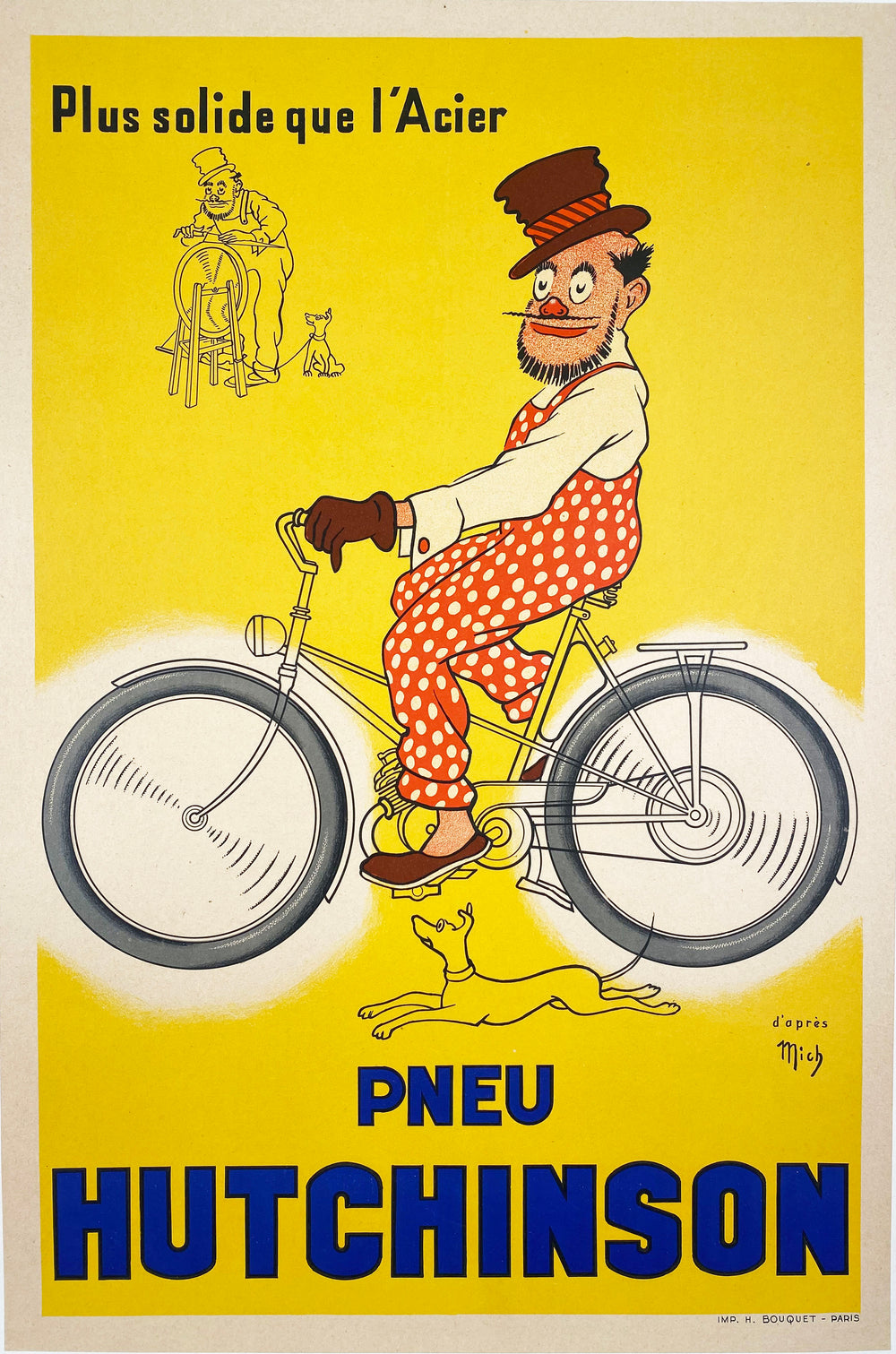 Pneu Hutchinson - Vintage French cycles poster 1939.