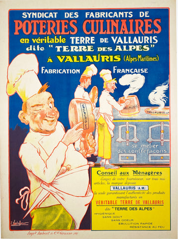 Poteries Culinaires - Vintage French Advertising poster  by Vavasseur 1918