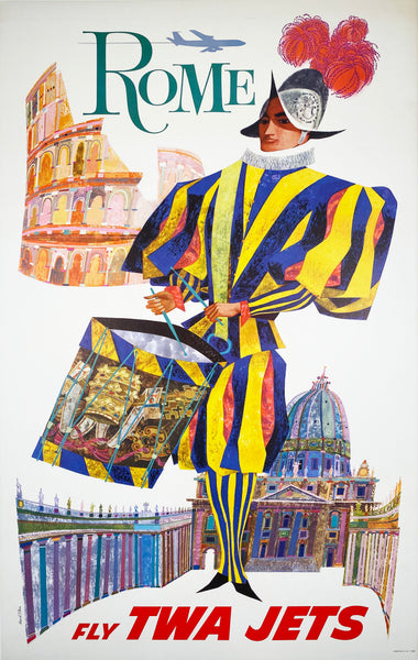 Rome TWA - Vintage Travel Poster 1960 – Affiche Studio & Gallery Rome TWA - Vintage Travel Poster 1960 – Affiche Studio & Gallery
