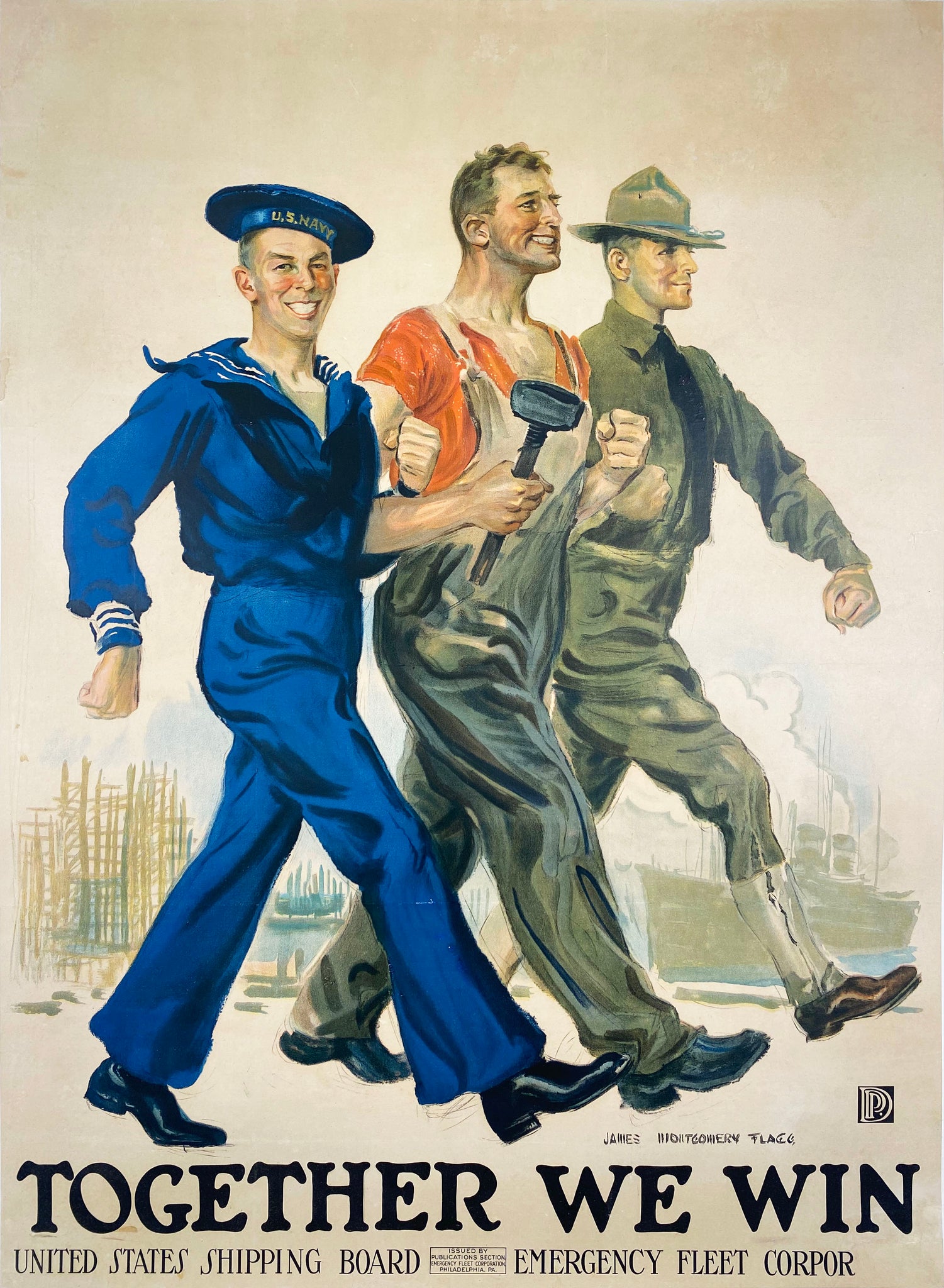 Together We Win - Vintage WWI poster by Flagg 1918