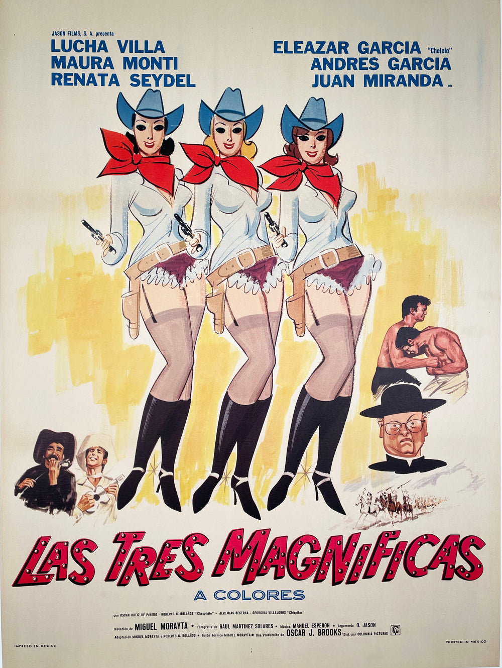 Las Tres Magnificas - Vintage Mexican Film Poster - 1970